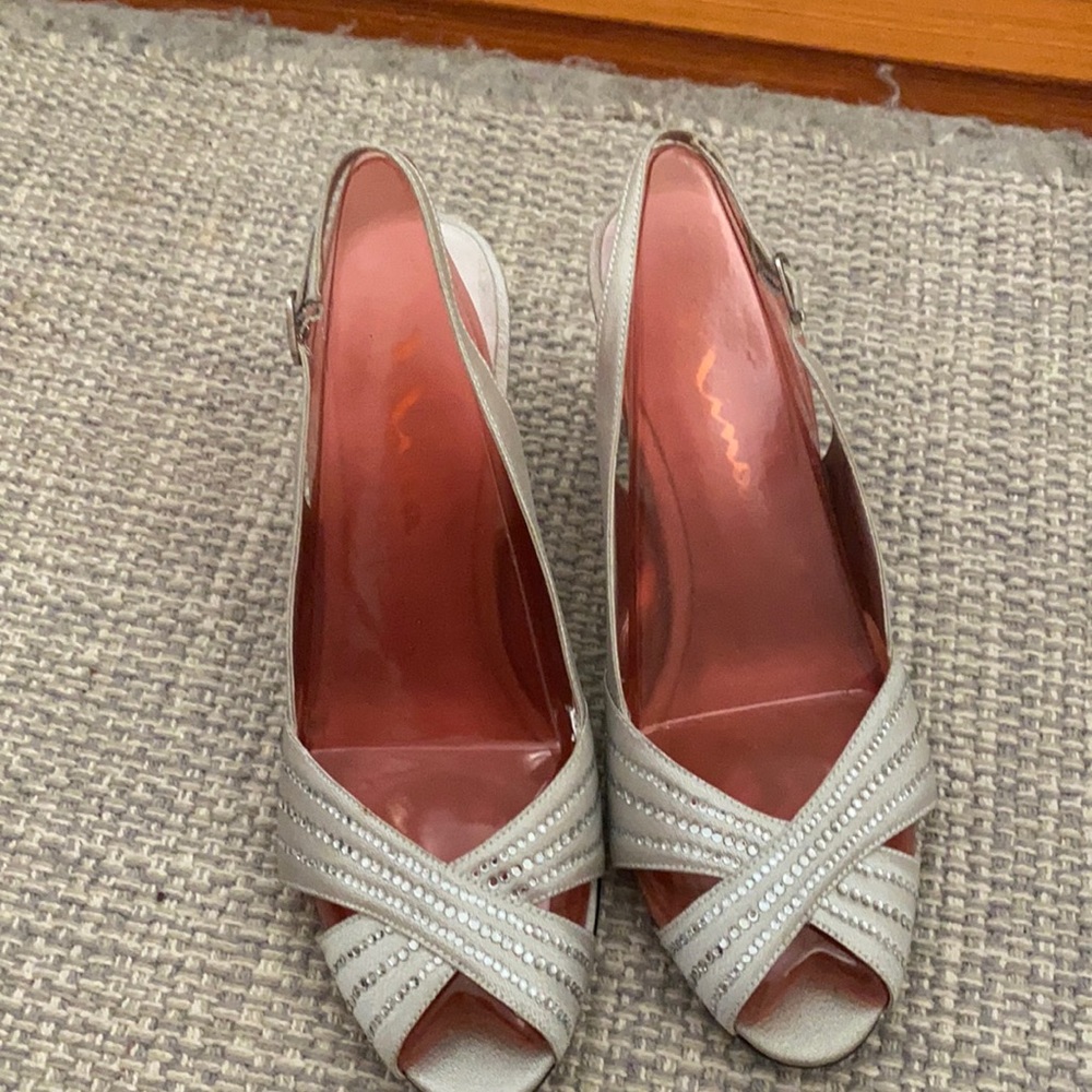 Nina Silver Strappy Heels
